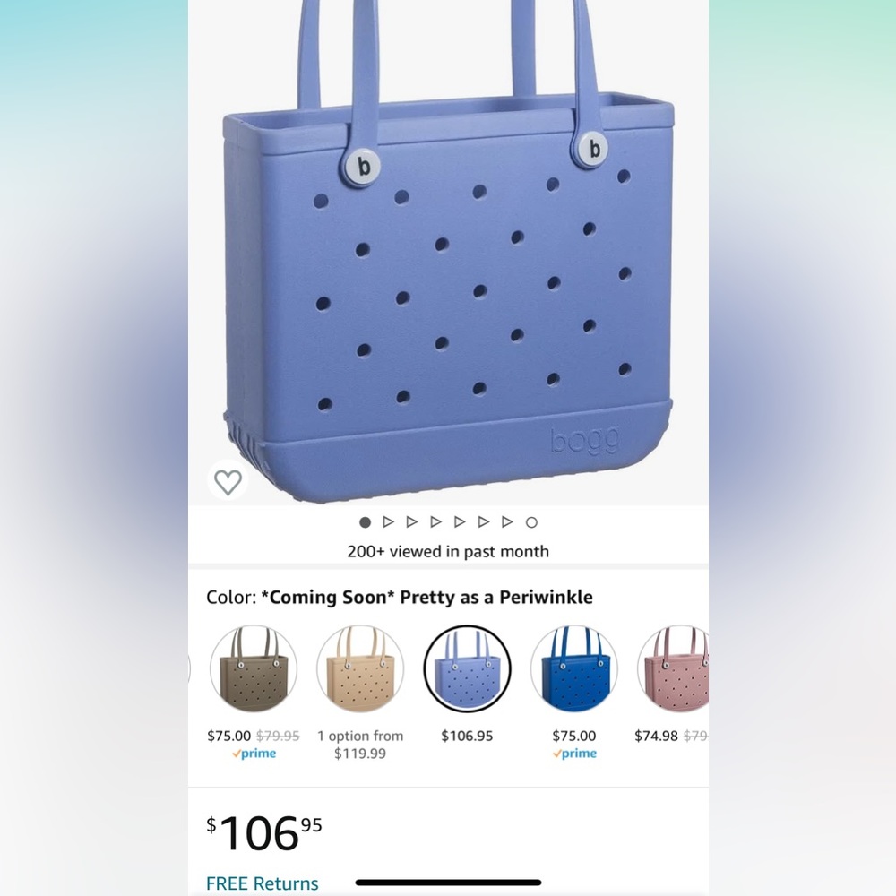 BOGG BAG BABY Small Waterproof Washable Tote 15x13x5.25 -Pretty as a Periwinkle